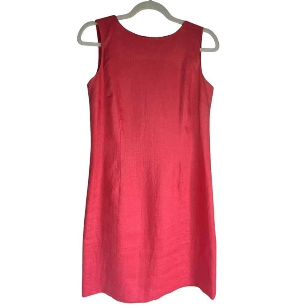 Talbots 100% Irish Linen Sheath Dress Fully Lined Coral Size 8 - Picture 2 of 11